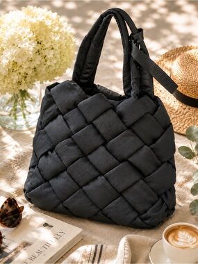 Jason Wu Black Quilted Woven Tote